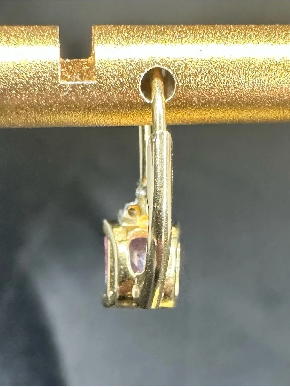 Vintage 10K Gold Pink Gemstone Leverback Earring Single Estate 1.18g
